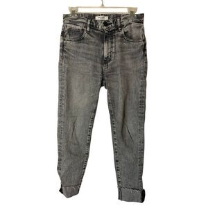 Moussy mid-rise straight-leg jeans raw hem washed black/gray women's size 25